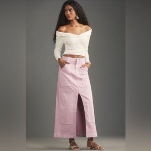 Anthropologie Pilcro Maxi Skirt Liliac with Front Slit  18w Plus NWT $138